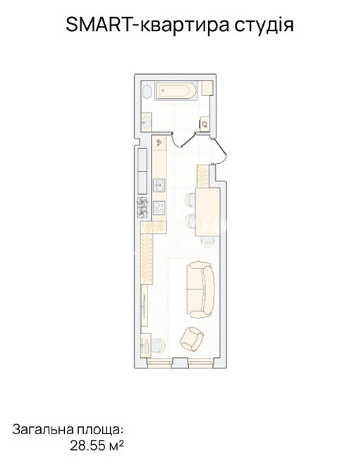 Без комісії. Продаж 1-к. квартири 28 кв.м., ст. м. Теремки Киев - изображение 2