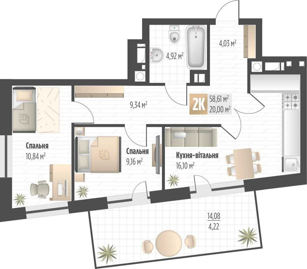 Продаж 2-кімнатної квартири в ЖК Soul Park, вул. Орлика, 52 Львов - изображение 4