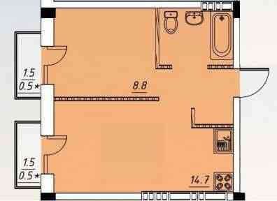 1 кімн. з двома балконами. ГАЗ!!! Італійський стиль. Киівський район Одесса