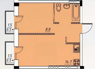 1 кімн. з двома балконами. ГАЗ!!! Італійський стиль. Киівський район Одесса - изображение 3