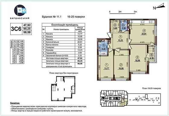 Видова 3к квартира у ЖК Варшавський2 БЕЗ% Київ