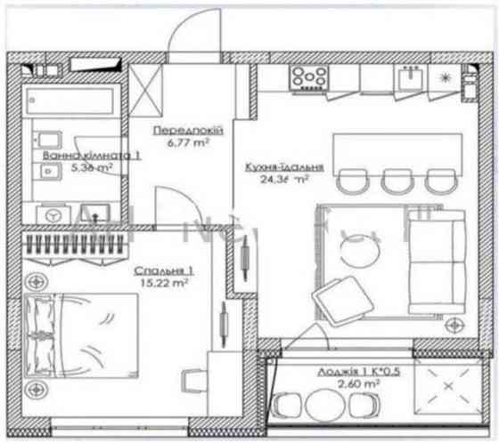 ЖК Рибальський, 1-к кв. 54 m2 / 3 пов. (від власника) Киев