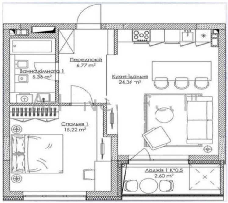 ЖК Рибальський, 1-к кв. 54 m2 / 3 пов. (від власника) Киев - изображение 3