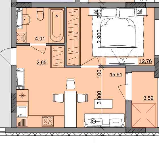 1 ком квартира в рассрочку Одеса
