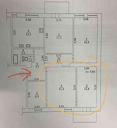 3я частина, 88/300 от 116кв коммуналка квартира центр  киев дмитревска Киев