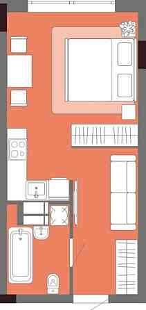 Однокомнатная квартира,  первый  взнос 11121 уе. Одеса