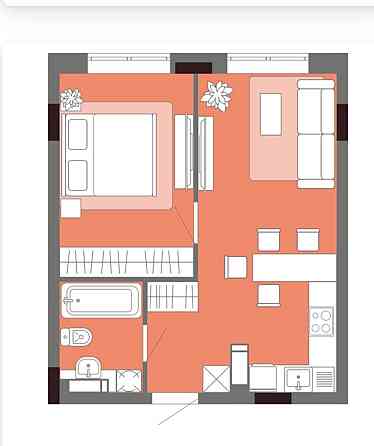 Однокомнатная квартира,  первый  взнос 11121 уе. Одеса