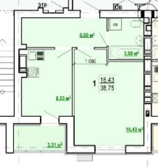 ЖК Гидропарк. Лучшая планировка! 1 ком. кв. NA Харків - зображення 3