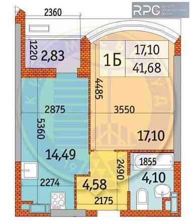 Продаж 1-к квартири в ЖК "Курнатовського", 42 м², Дніпровський р-н Киев