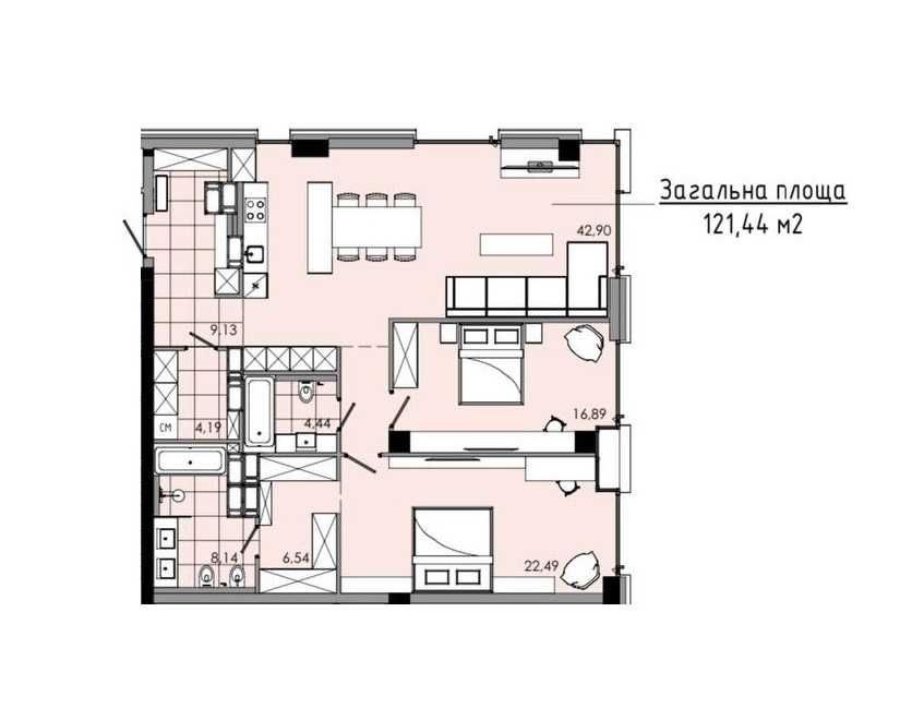 ЖК Маяк 121 м2. Башни Nebo Новодворянский Комфорт Сити Loft White К12 Дніпро - зображення 7
