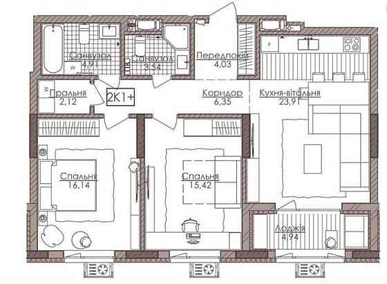 Камертон без комісії 2к квартира - поряд Greenville Park центр Киев