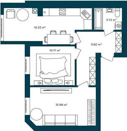 Двокімнатна квартира. Розтермінування ‼️до 3 років‼️ Софиевская Борщаговка