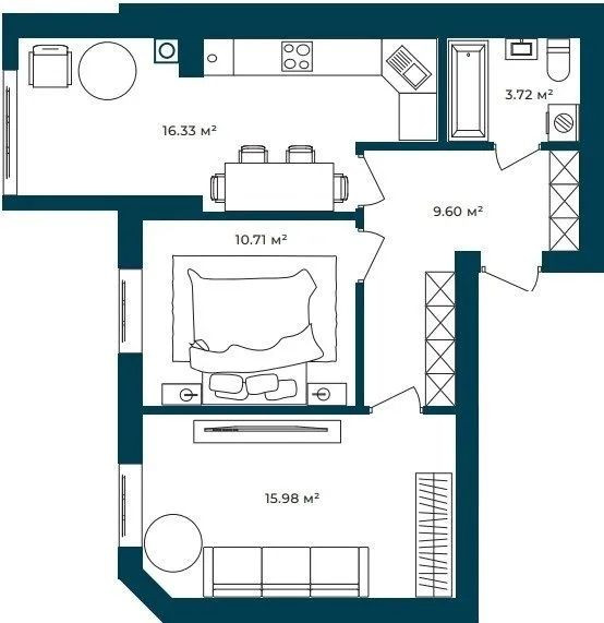 Двокімнатна квартира. Розтермінування ‼️до 3 років‼️ Софиевская Борщаговка - изображение 1