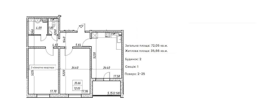 2к квартира ЖК Навігатор - 2, будинок - 2 вул Коноплянська, 22 Киев - изображение 8