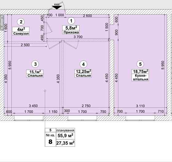 Продаж квартири від забудовника 56м2  ЖК Sanville park ЄОСЕЛЯ Святопетрівське (Києво-Свят.р-н)