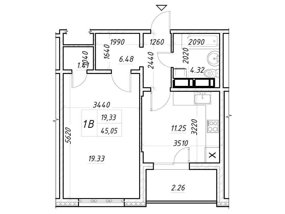 1к квартира 45,05 м ЖК Навігатор - 2, будинок - 4 вул Коноплянська, 22 Киев - изображение 1