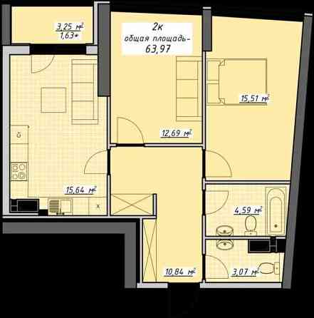 2-комн квартира 64 кв.м. в ЖК Атмосфера , вторая очередь Одеса