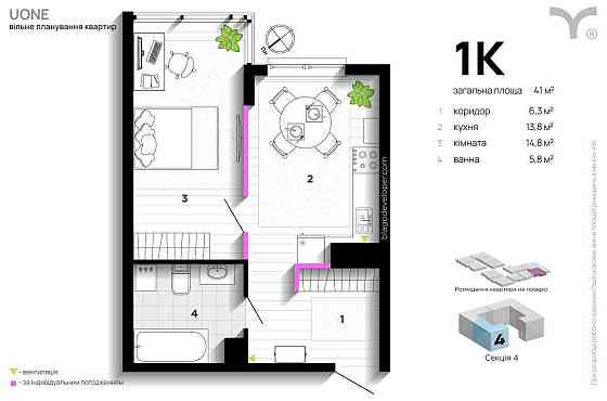 Продається однокімнатна квартира в новобудові ЖК «U One» Ивано-Франковск