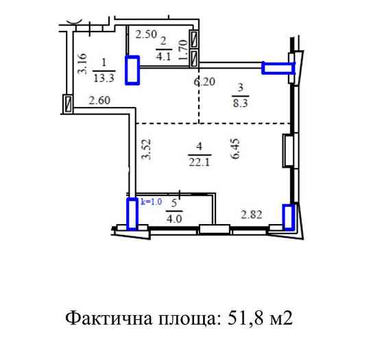 2-к квартира на 4 окна в ЖК Маршал / Marshall Дніпро