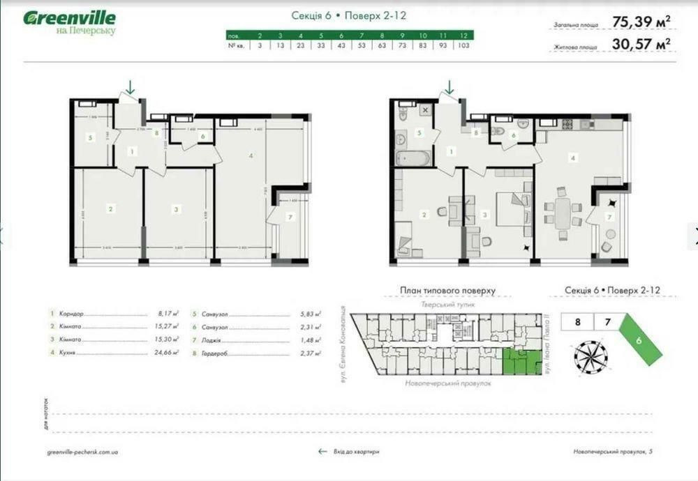 Без %!  2-кімн с балконом, Greenville на Печерську, центр, Киев - изображение 1
