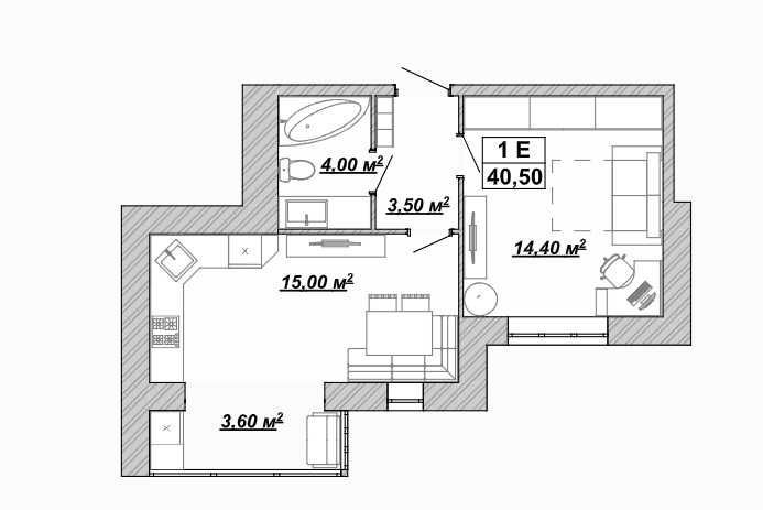 Ідеальна 1к квартира! Кухня-студія, кімната, гардеробна, КНЯГИНЕН Ивано-Франковск - изображение 2