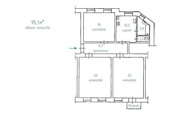 3-комнатная квартира АГВ в крепком доме средний эт. Балкон Одесса