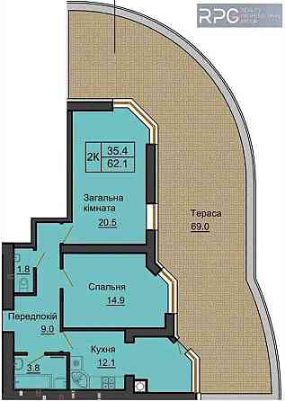 БЕЗ% Продається 2-х квартира з терасою 70м2 в ЖК Sofia Residence ха Софиевская Борщаговка