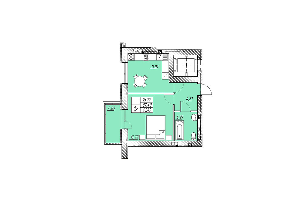 1 кім квартира на Шептицького 101В Тернополь - изображение 1