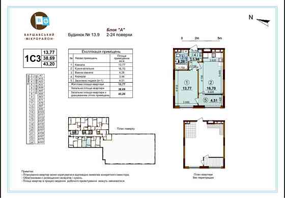 Найнижча ціна! 1-к квартира 44м2 ЖК Варшавський Плюс Виноградар Киев