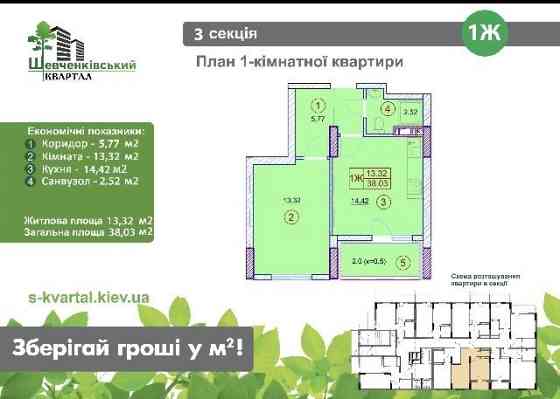 Квартира 1-кімнатна в Шевченківському районі Киев