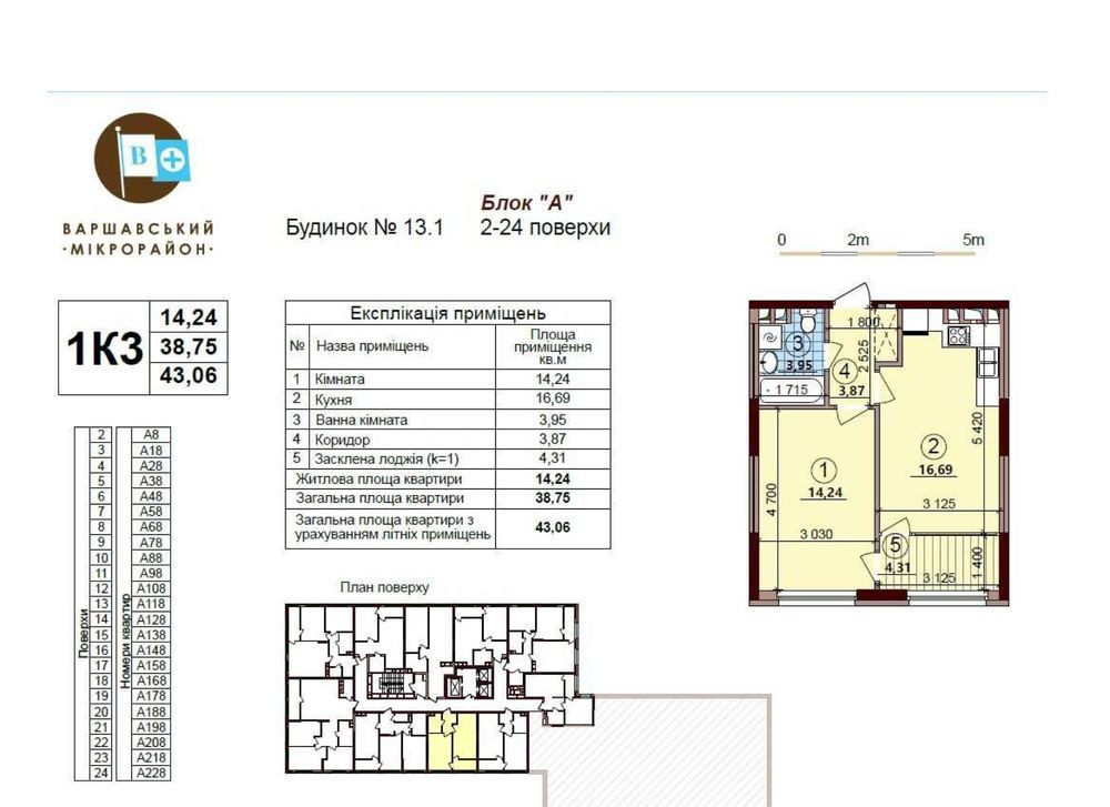 Класне планування! 1-к квартира 43м2 ЖК Варшавський Плюс Виноградар Київ - зображення 2