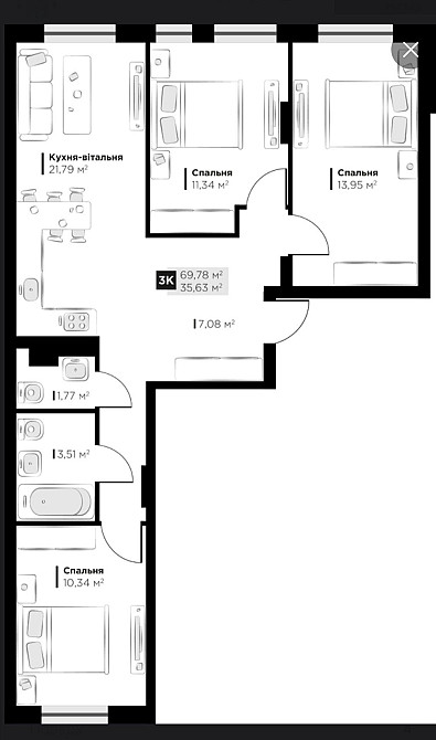 3 кімнатна квартира.Винники.10% знижки для військових і їх родичів. Винники - изображение 4