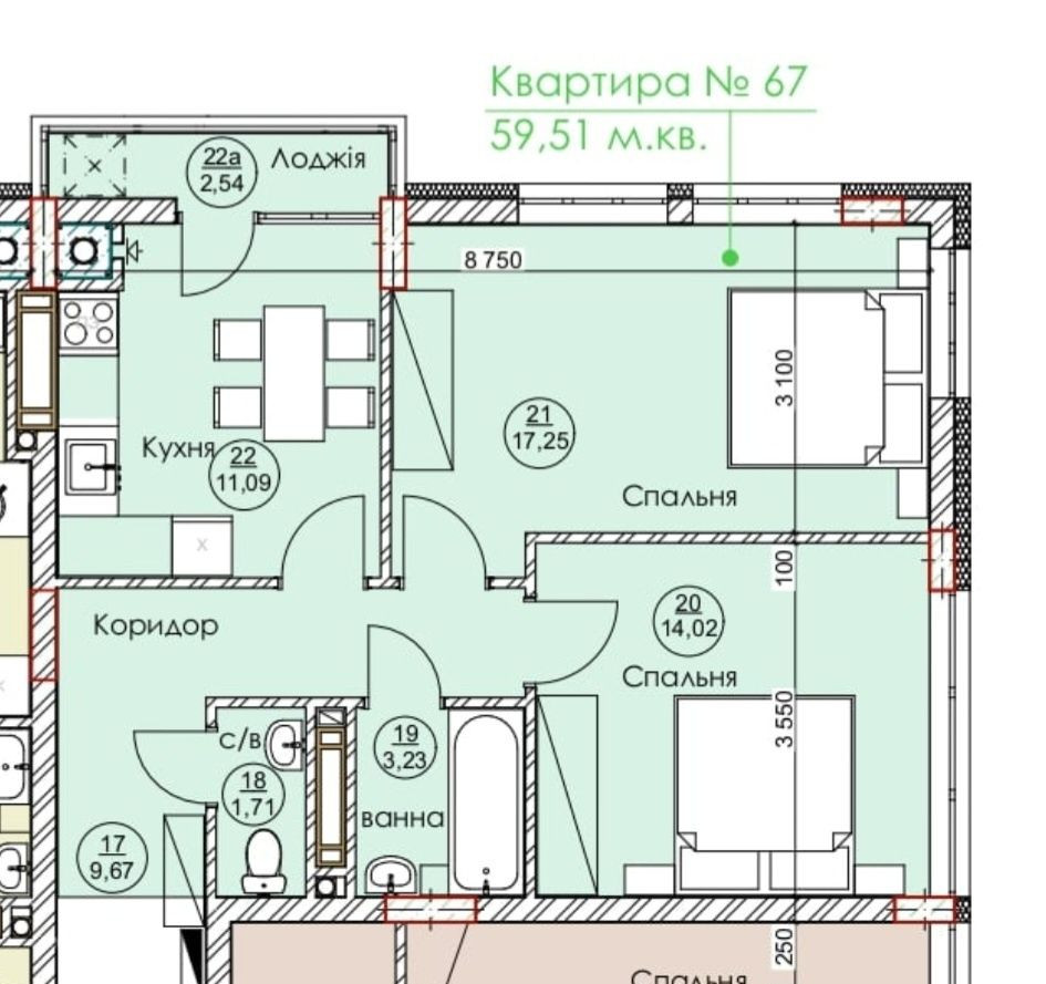 Продаж 2 кім. квартира 59м.кв. зданий новобуд Дубляни. Дубляны (Самборский р-н) - изображение 4