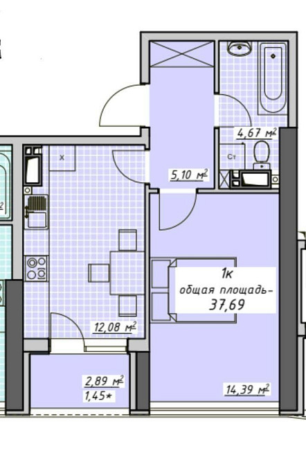 Продам 1-комнатную 37,6 кв.м, Атмосфера, сданная секция Одеса - зображення 1