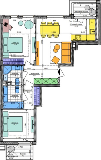 Зручне планування! 2-к квартира 72м2 ЖК Республіка Respublika Киев - изображение 2