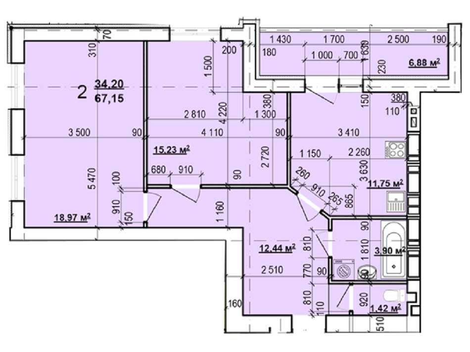 Продам 2 комн квартиру 67м2. ЖК Мира 3. Индустриальный J Харків - зображення 2