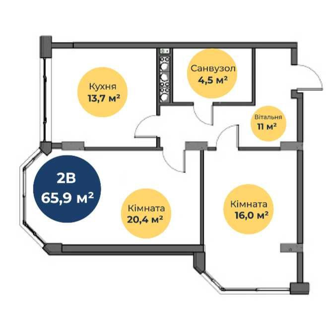 2к квартира в новобудові в Одесі, розстрочка на 36 місяців або єОселя. Одеса - зображення 5