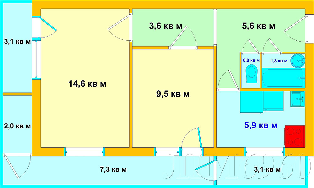2К 46/25/6 м2 8/9 поверх Дрімтаун поруч Метро Оболонь Оболонський пр-т Киев - изображение 1