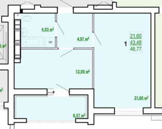 Продам НОВУЮ! 1 ком. квартиру (евродвушку) ЖК Сказка РЕМОНТ, 46м2, VW Харків