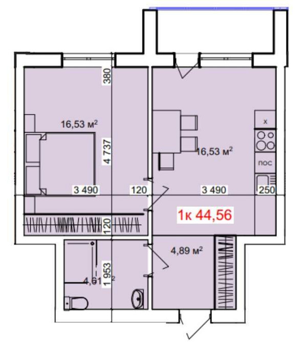 1 кім квартира , площа 44.56 м.кв в новому ЖК м.Коломия Коломыя - изображение 1