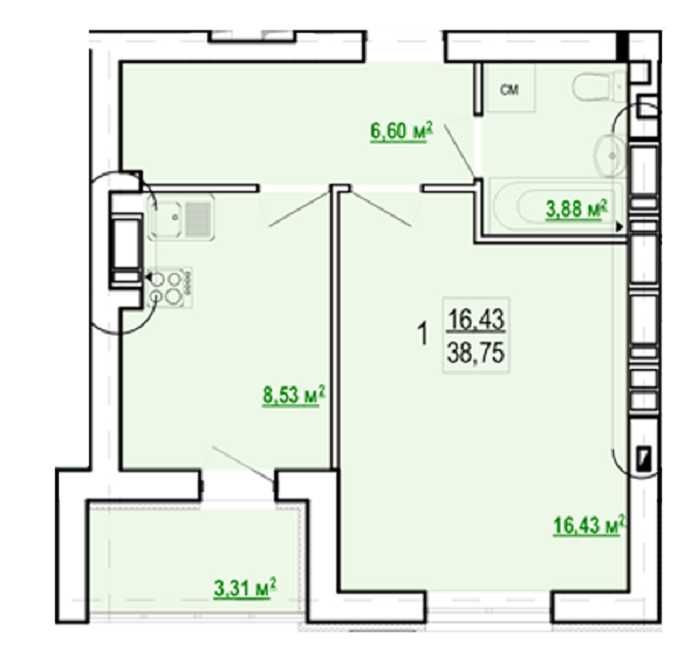 Продам 1 комн квартиру 38,75м2 ЖК ГИДРОПАРК J Харків - зображення 7