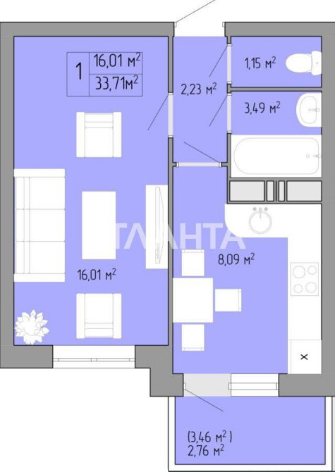 В продаже 1 комнатная квартира в Акварель 3 Самая низкая цена! 3 секц Одесса - изображение 1