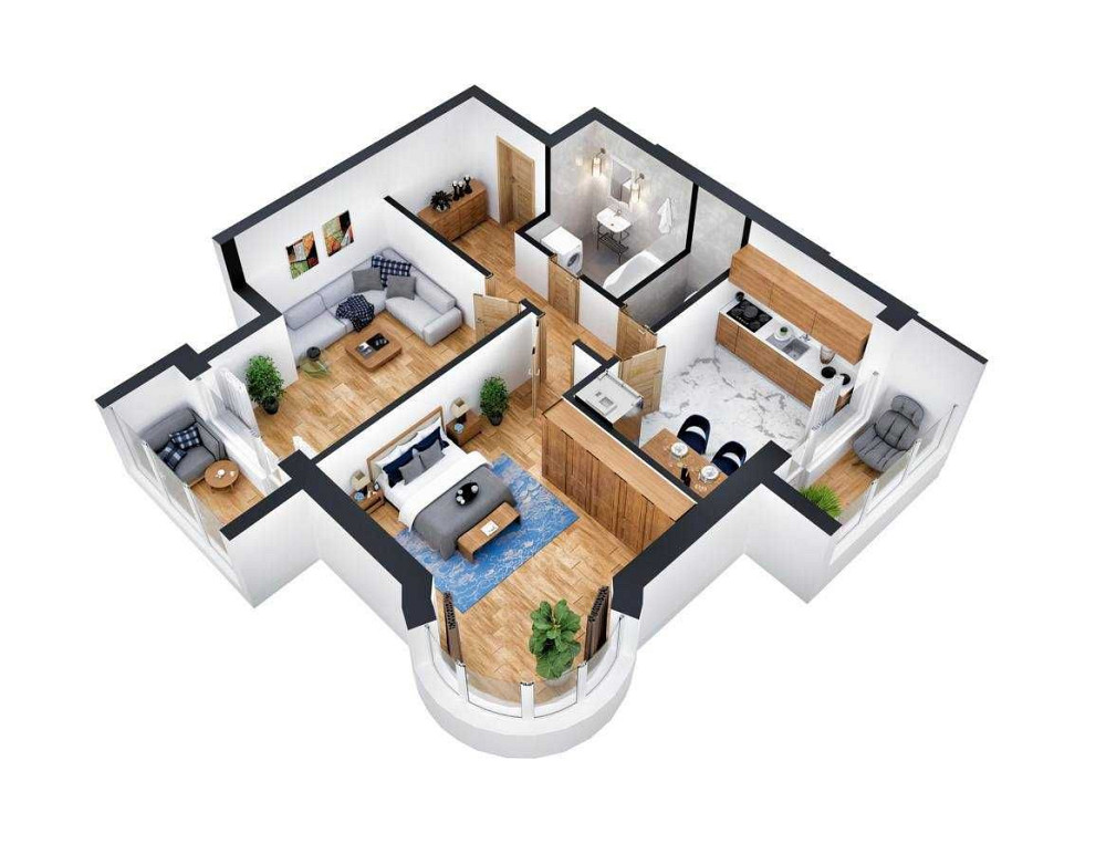 Найкраще планування  64 м квартира Теремки Чабани - зображення 1