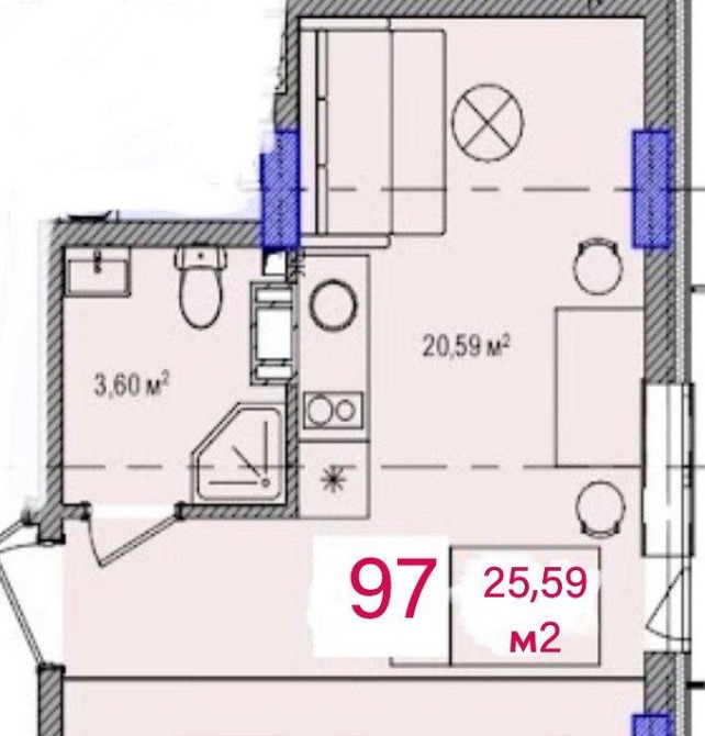 СУПЕРАКЦІЯ! Квартира 25,59м2 від Забудовника. Розстрочка. Киев - изображение 2