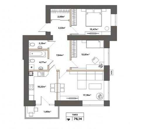 3 кімнатна квартира в ЖК Park Residence Софиевская Борщаговка - изображение 2