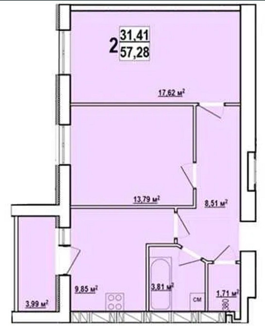 Продам 2 комнатную квартиру в НОВОСТРОЕ 57м2, ЖК Мира-3 VW Харків - зображення 1