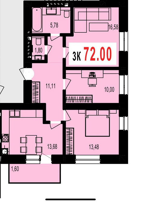 Трикімнатна квартира , малоповерховий будинок з ліфтом Вовчинець - зображення 2
