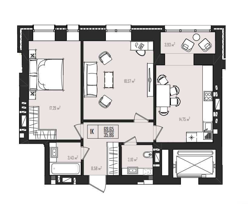 2-кімнатна квартира в новобудові на етапі здачі. Виставка Хмельницький - зображення 3