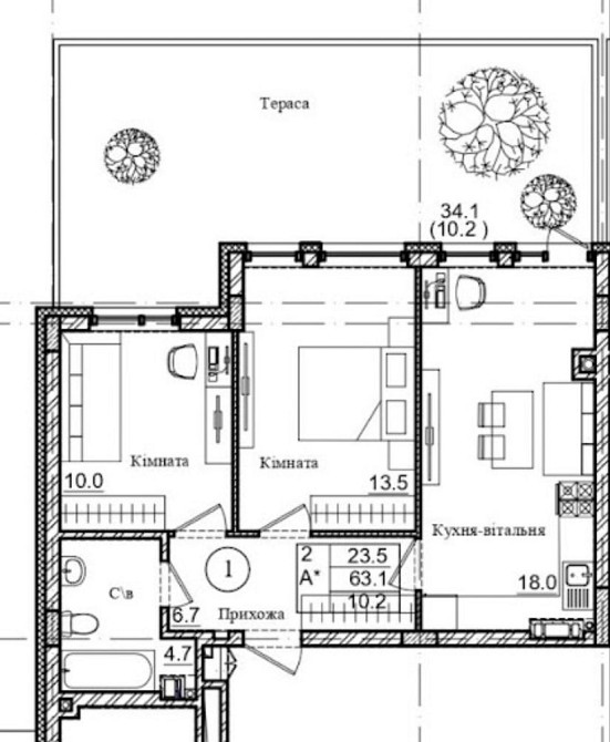 Продам 2к квартиру 63,1 м2 з власним двориком ЖК Петрівське містечко 2 Святопетровское (Киево-Свят. р-н) - изображение 1