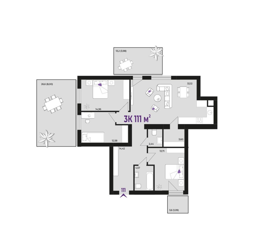 3к квартира 111м.кв. Р-н Позитрон Ивано-Франковск - изображение 2